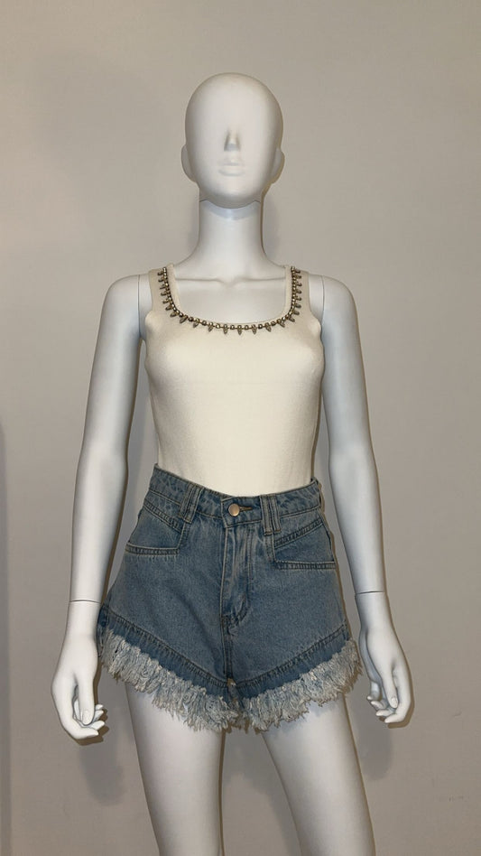 Dolce Frayed Hem Denim Shorts